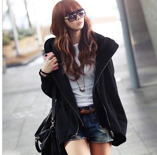 2012 women's d308 fashion personality double zipper thickening with a hood plus size sweatshirt outerwear female