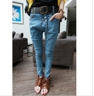 2012 women's d523 fashion vivi saturn buttons casual trousers jeans