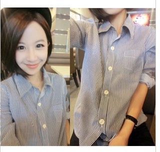 2012 women's d731 fashion elegant fine stripe ol all-match long-sleeve shirt female shirt