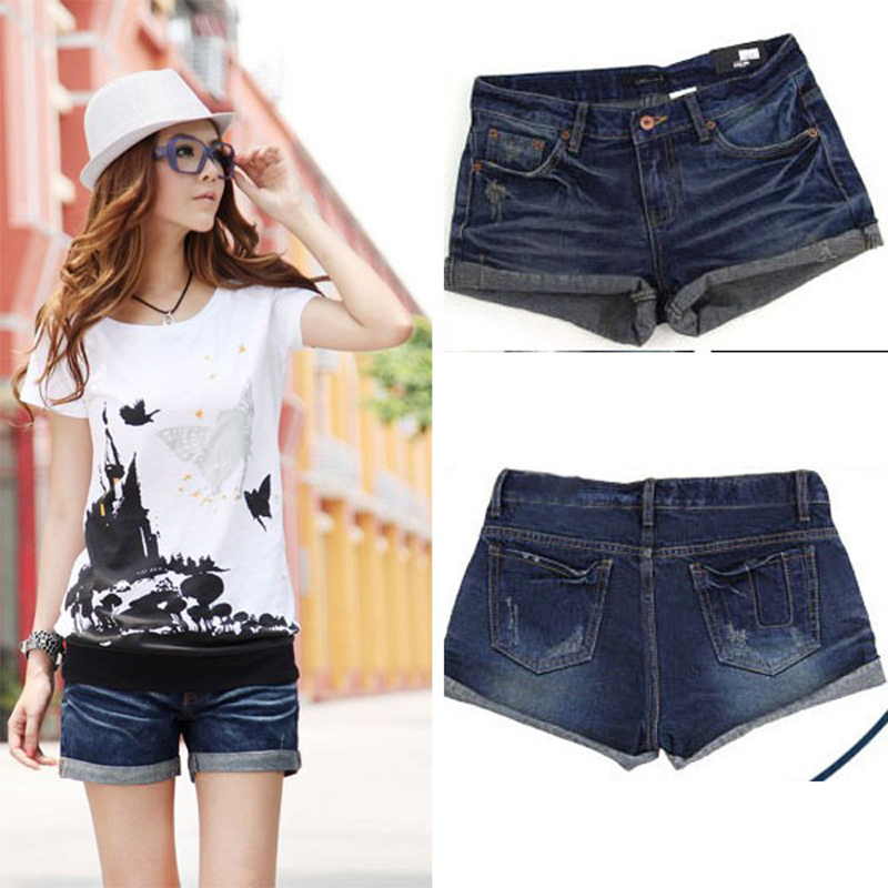 2012 women's denim shorts distrressed single-shorts fashion 2053