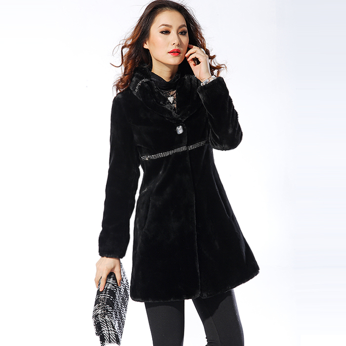 2012 women's diamond medium-long thickening luxury fur overcoat outerwear vm10 free shipping