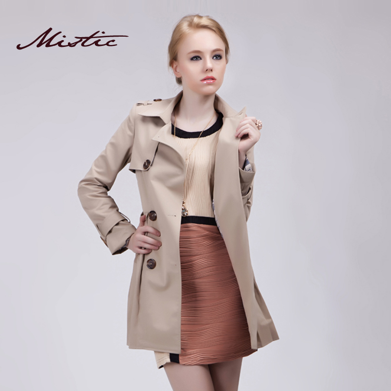 2012 women's double breasted slim formal all-match casual solid color medium-long trench women's outerwear