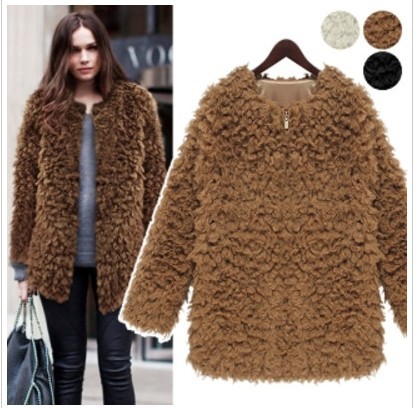 2012 Women's Fashion Elegant Goats Wool Faux Coat Star's High-grade Medium-long Outerwear Overcoat