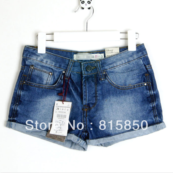 2012 women's fashion end of a single roll-up hem wearing white women's denim shorts women's single-shorts/Sp05