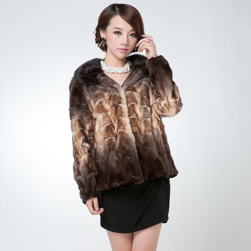 2012 women's fashion fight mink marten overcoat fur coat fur