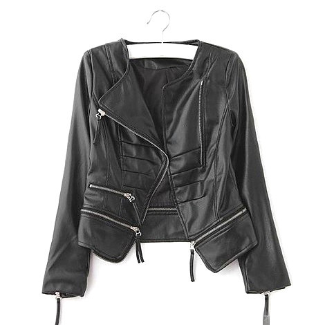 2012 women's fashion o-neck oblique zipper slim handsome motorcycle leather clothing short jacket