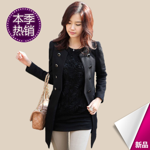 2012 women's fashion plus size trench medium-long slim outerwear long-sleeve free shipping