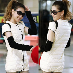 2012 women's fashion PU medium-long cotton vest Women vest outerwear autumn and winter