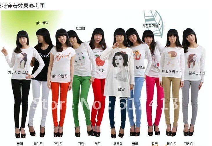 2012 women's fashion sexy candy colors pencil pants slim fit skinny summer trousers  size 25-30 free shipping lady jeans