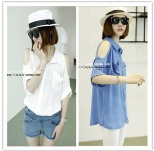 2012 women's fashion strapless big pocket all-match loose shirt mushroom