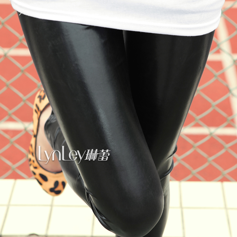 2012 women's fashion street all-match patchwork trousers black tight women's faux leather pants legging