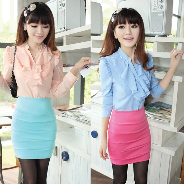 2012 women's fashion summer work wear slim short-sleeve skirt set ol work wear one-piece dress