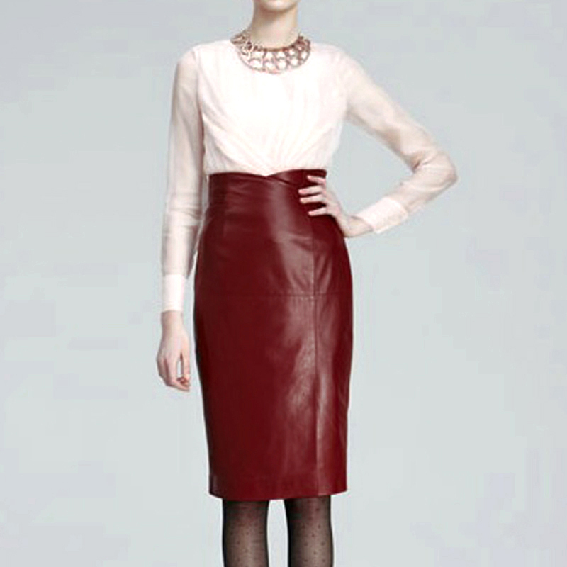 2012 women's fashion water washed leather pencil bust skirt plus size available