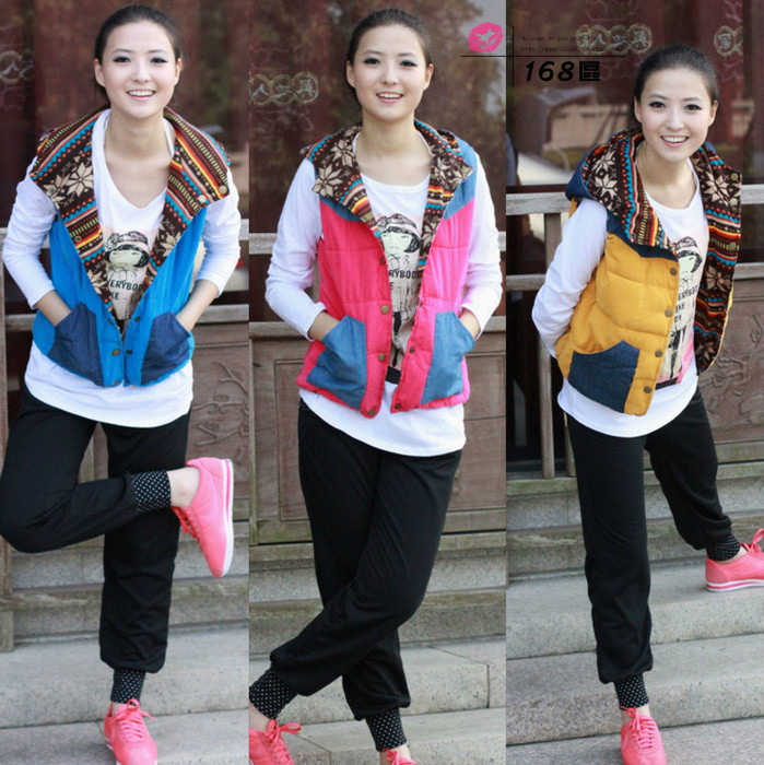 2012 women's fashion with a hood reversible down cotton vest female vest female