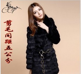 2012 women's faux rabbit fur fox fur wool medium-long overcoat fur coat