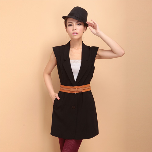 2012 women's five 5 autumn fashion brief medium-long suit collar vest 2123041720