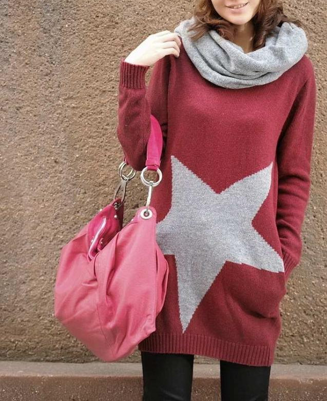 2012 women's five-pointed star medium-long sweater muffler scarf twinset