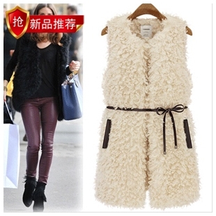 2012 women's fur coat autumn and winter plush vest - noble and elegant women's vest long design female