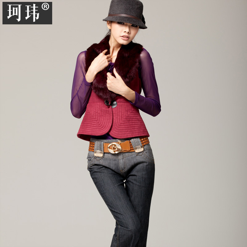 2012 women's fur collar gentlewomen vest slim shrug d072