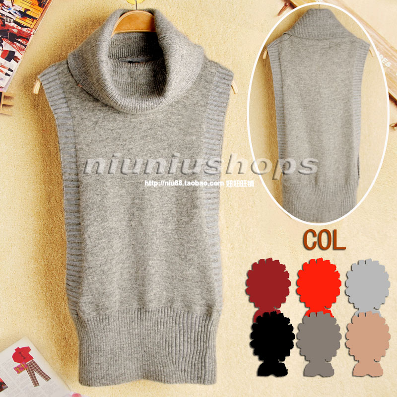 2012 women's fur collar sleeveless slim pullover vest sweater