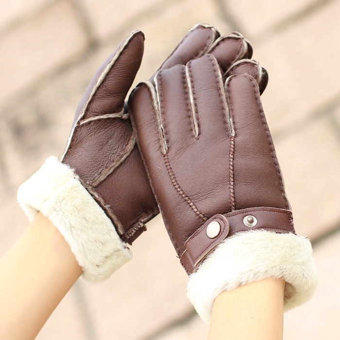 2012 women's fur winter one piece thermal genuine leather gloves sheepskin wool cashmere gloves