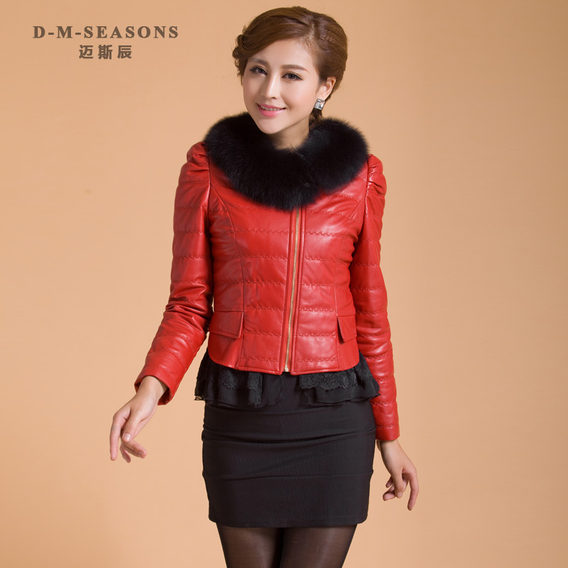 2012 women's genuine leather down coat leather clothing sheepskin shorts outerwear