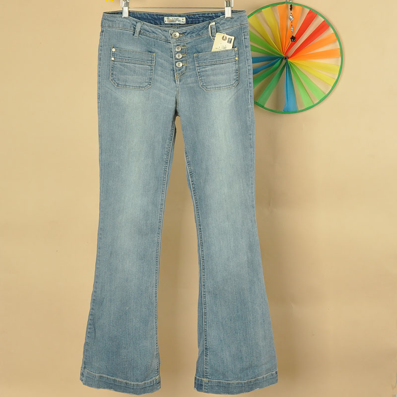 2012 women's hemp cotton bell bottom jeans trousers plus size 0w211k (WC001)