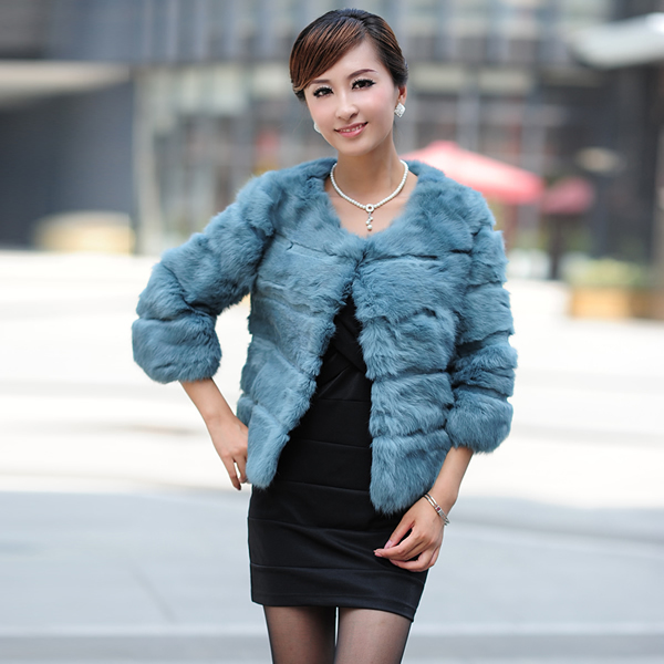 2012 women's high quality rabbit fur coat short design full leather fur top very soft and elegant style ladies' fur garment