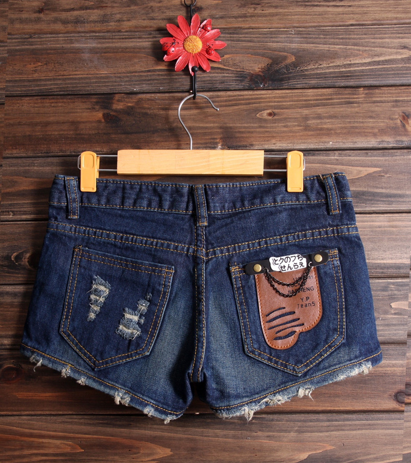 2012 women's hole zipper loose plus size denim shorts female shorts boot cut jeans