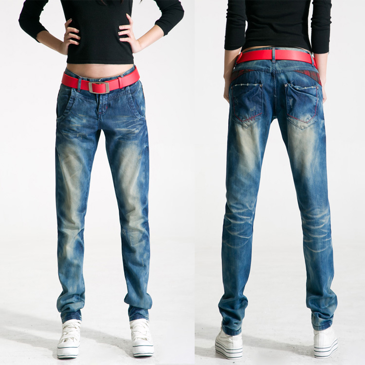 2012 women's jeans female loose casual denim harem pants mid waist denim pants