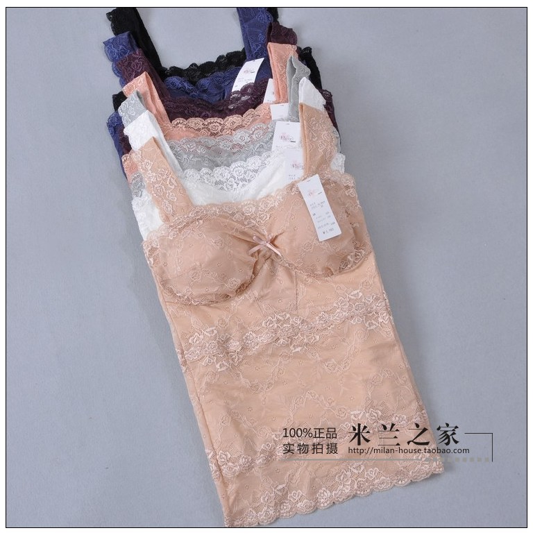 2012 women's lace underwear belt pad lengthen basic gauze spaghetti strap vest free shipping