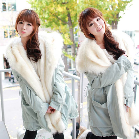 2012 women's large fur collar thickening with a hood loose medium-long wadded jacket cotton-padded jacket outerwear 12416 LDX