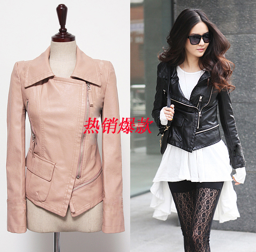 2012 women's leather clothing spring PU leather jacket female slim leather clothing female outerwear long-sleeve motorcycle