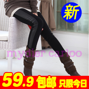 2012 women's leather pants boot cut jeans pencil pants patchwork plus size legging female autumn and winter