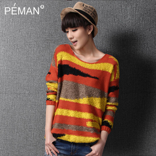 2012 women's long design sweater plus size sets loose sweater o-neck pullover sweater (WC005)