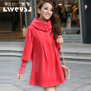 2012 women's loose large lapel cloak trench plus size woolen outerwear female woolen overcoat