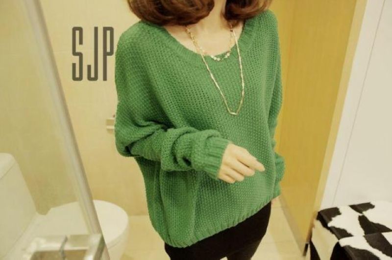 2012 women's loose plus size batwing shirt long-sleeve pullover knitted basic shirt sweater outerwear (WC005)