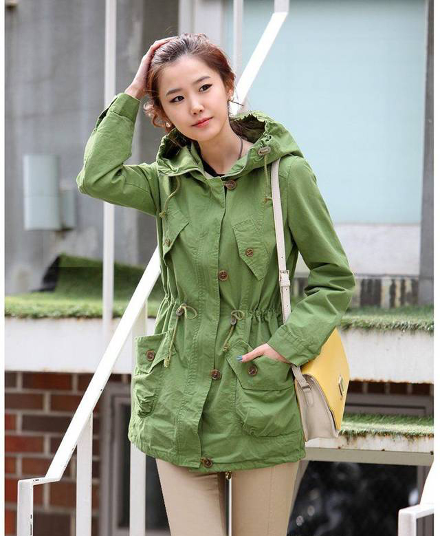 2012 women's medium-long drawstring slim waist olive star trench outerwear a53 free shipping