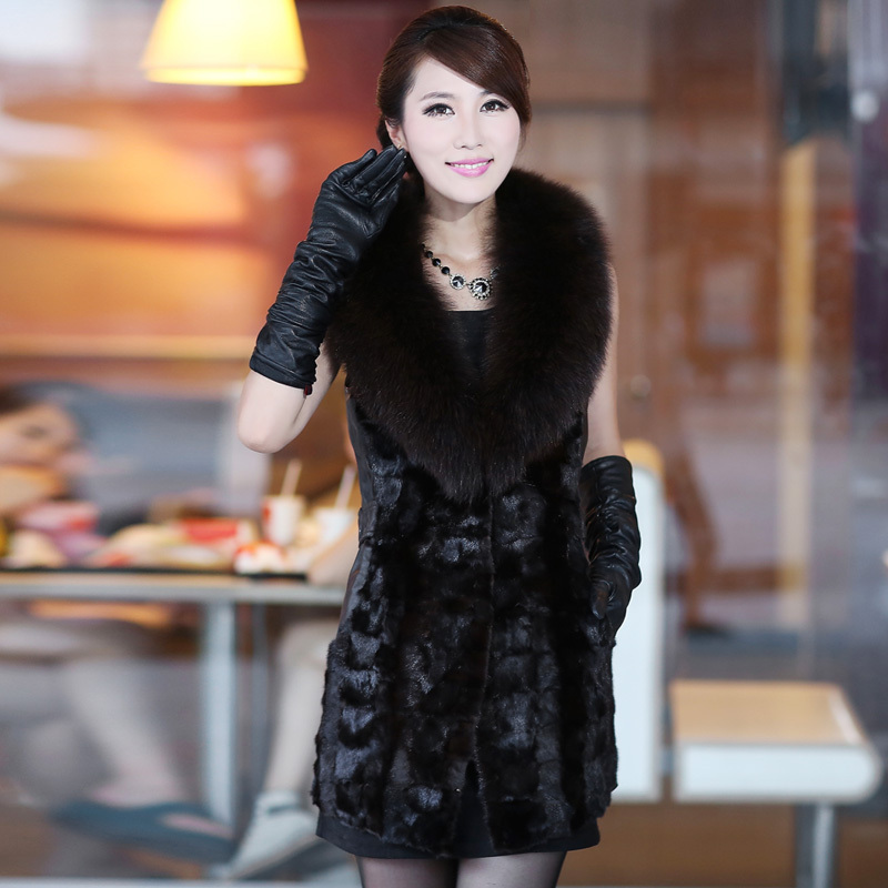 2012 women's mink fox fur vest outerwear