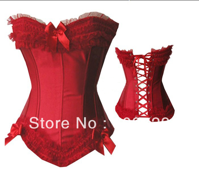 2012 Women's New Sexy red Boned Lace Up Corset Lingerie Bustier Underwear S-XXL