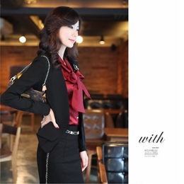 2012 women's ol professional set slim one button blazer solid color collarless suit female