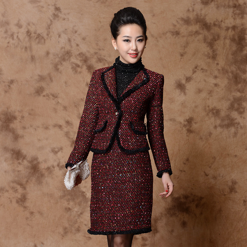 2012 women's ol slim one button suit long-sleeve dress set ly1235