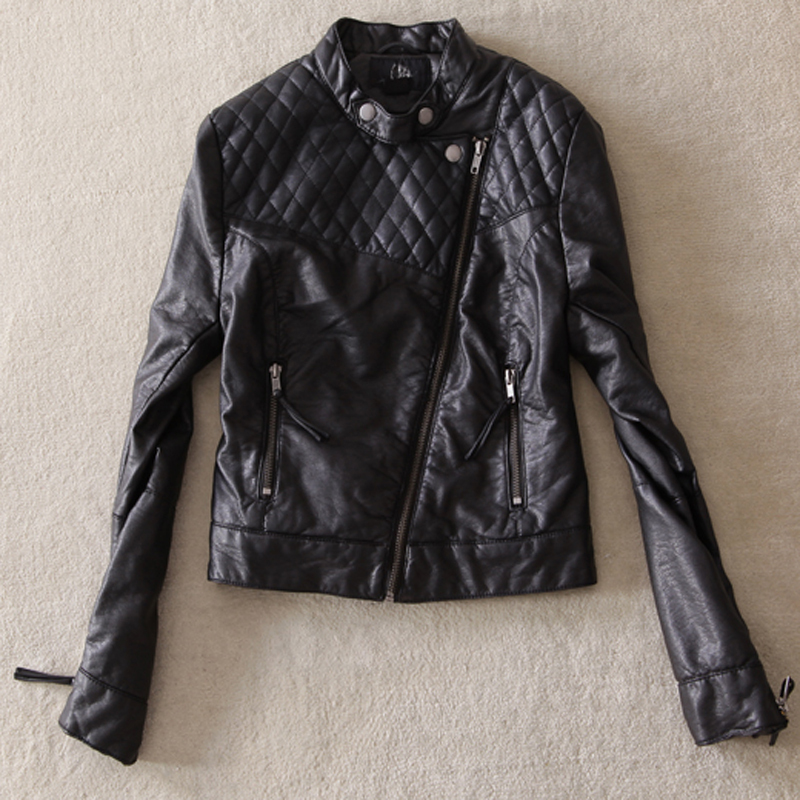 2012 women's outerwear black slim short design motorcycle leather clothing 12 - 152