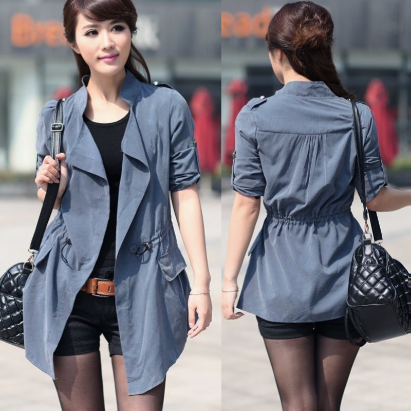 2012 women's outerwear women trench coat  women's autumn and winter thin sun protection clothing trench female