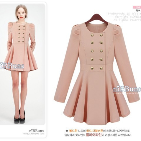 2012 women's overcoat nibbuns medium-long o-neck slim skirt double breasted trench