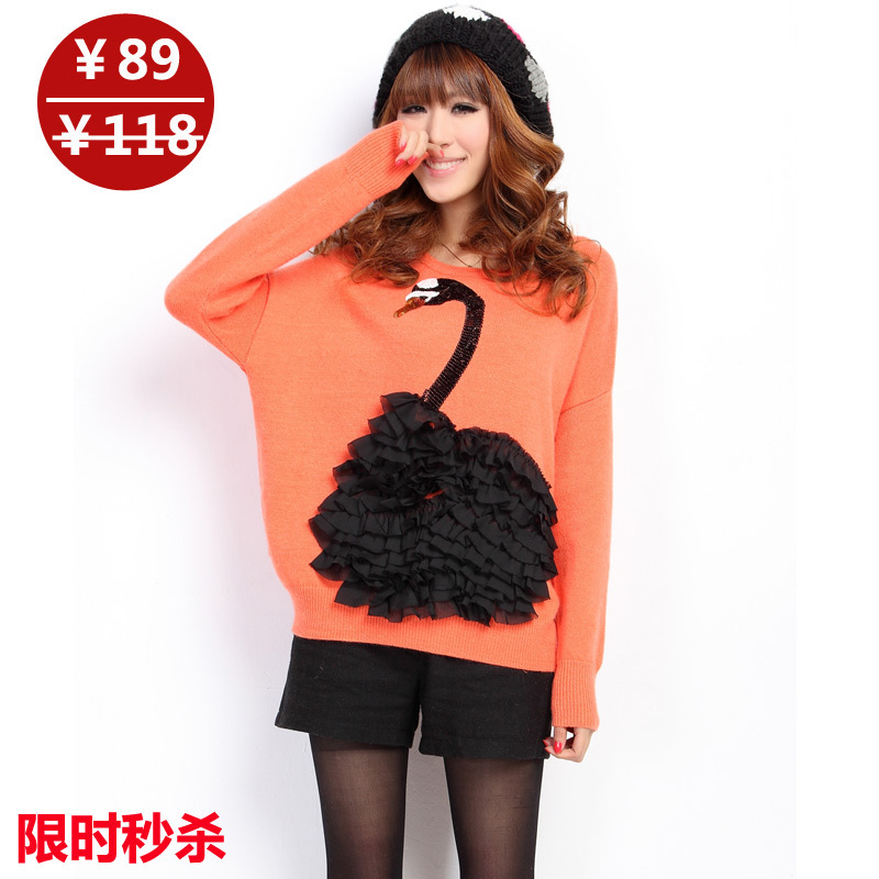 2012 women's pattern loose batwing sleeve women's sweater outerwear sweater female