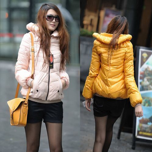 2012 women's plus size down coat short design double collar slim down coat outerwear