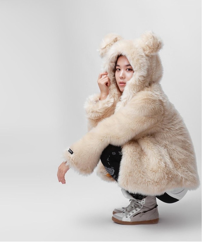 2012 women's plush outerwear rabbit ears with a hood outerwear overcoat fur clothing