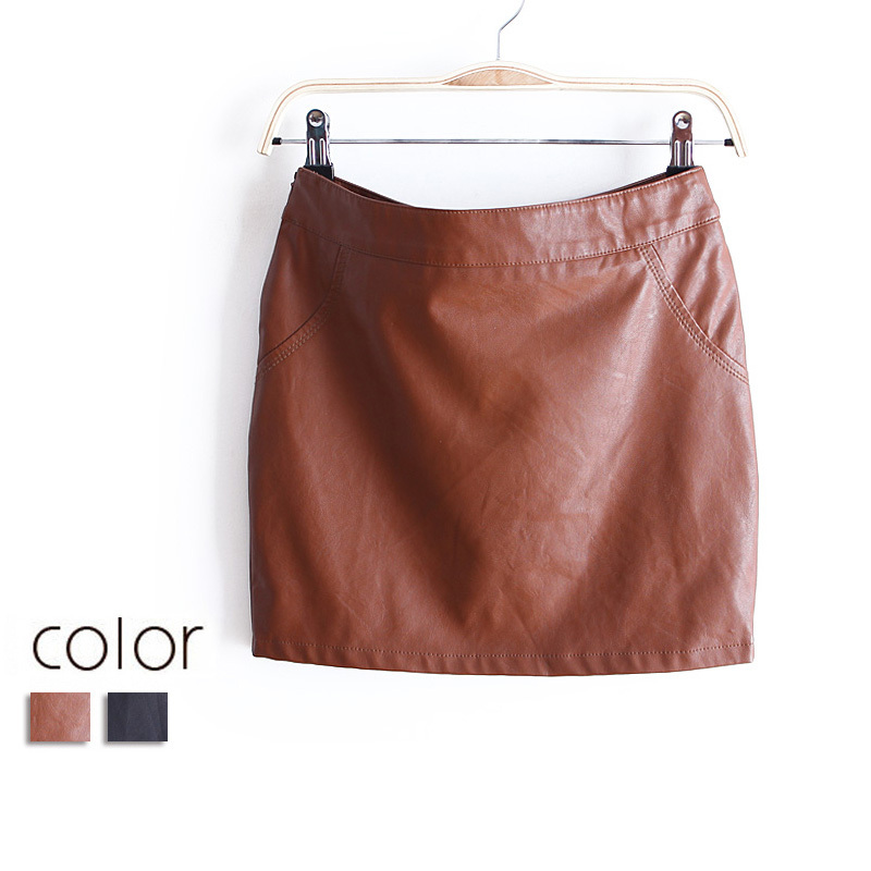 2012 women's PU bust skirt short skirt slim hip leather skirt short skirt wq1665