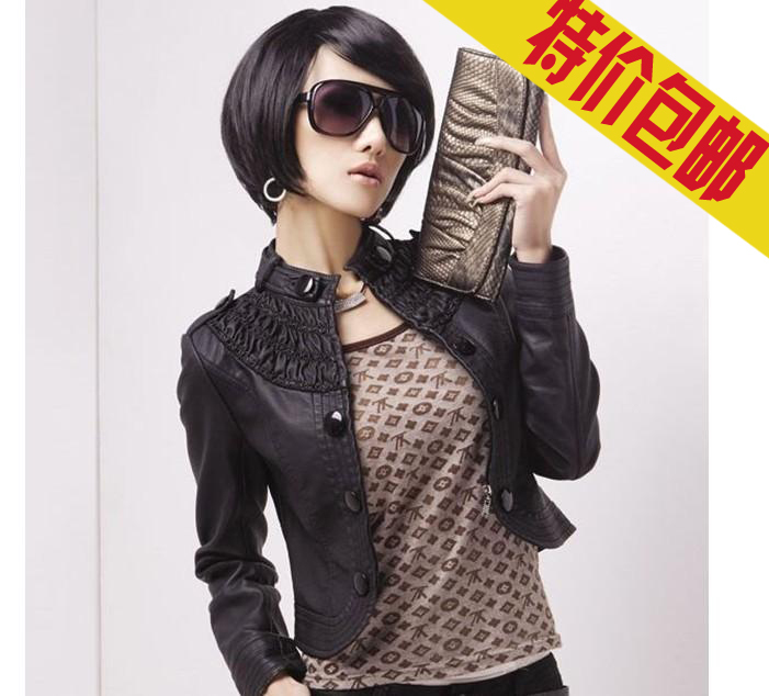 2012 women's PU leather short design outerwear autumn fashion jacket